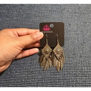 Paparazzi Gold Geometric Fringe Earrings